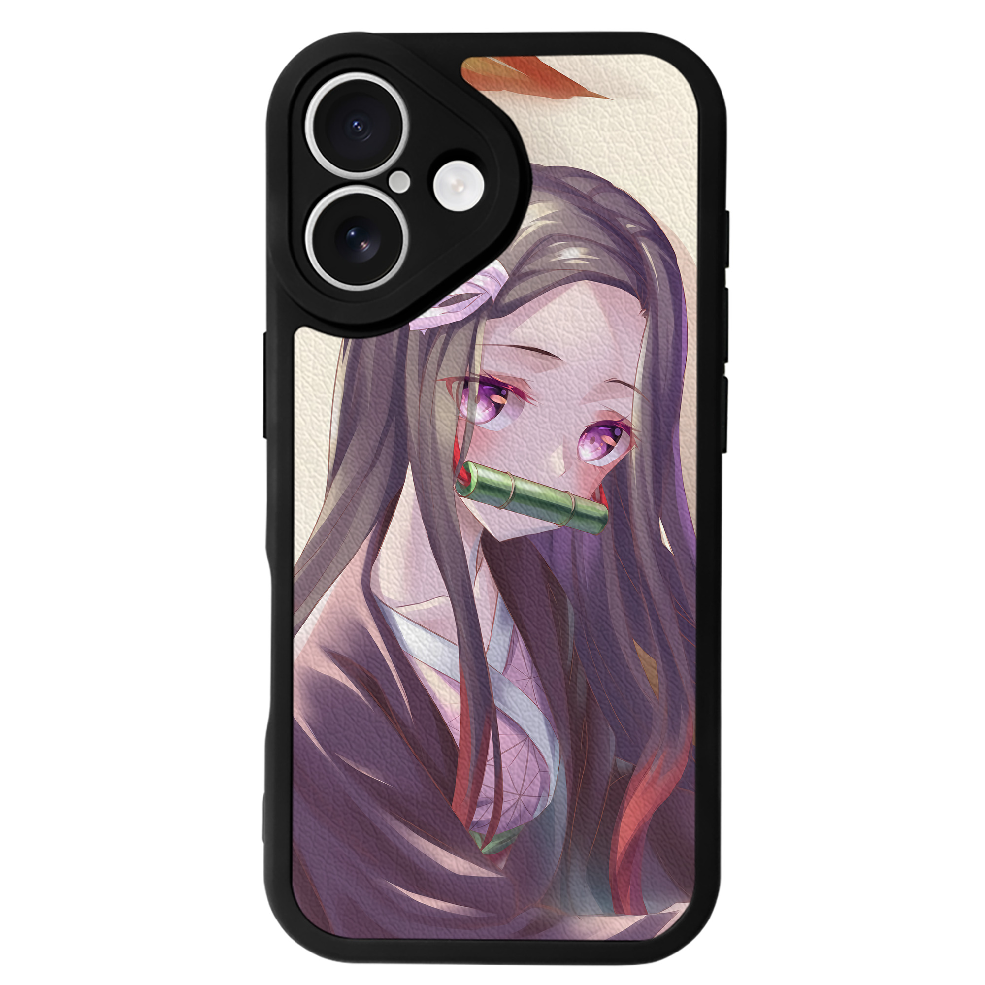 （画像用） 鬼滅の刃（きめつのやいば）竈門 禰󠄀豆子／かまど ねずこ Kamado Nezuko 【iPhone 16シリーズ対応】シリコンスマホケース（レザー調） 材質：シリコン